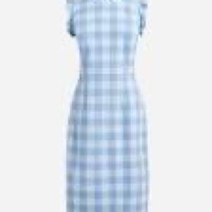 J. Crew Light Blue Plaid Midi Dress